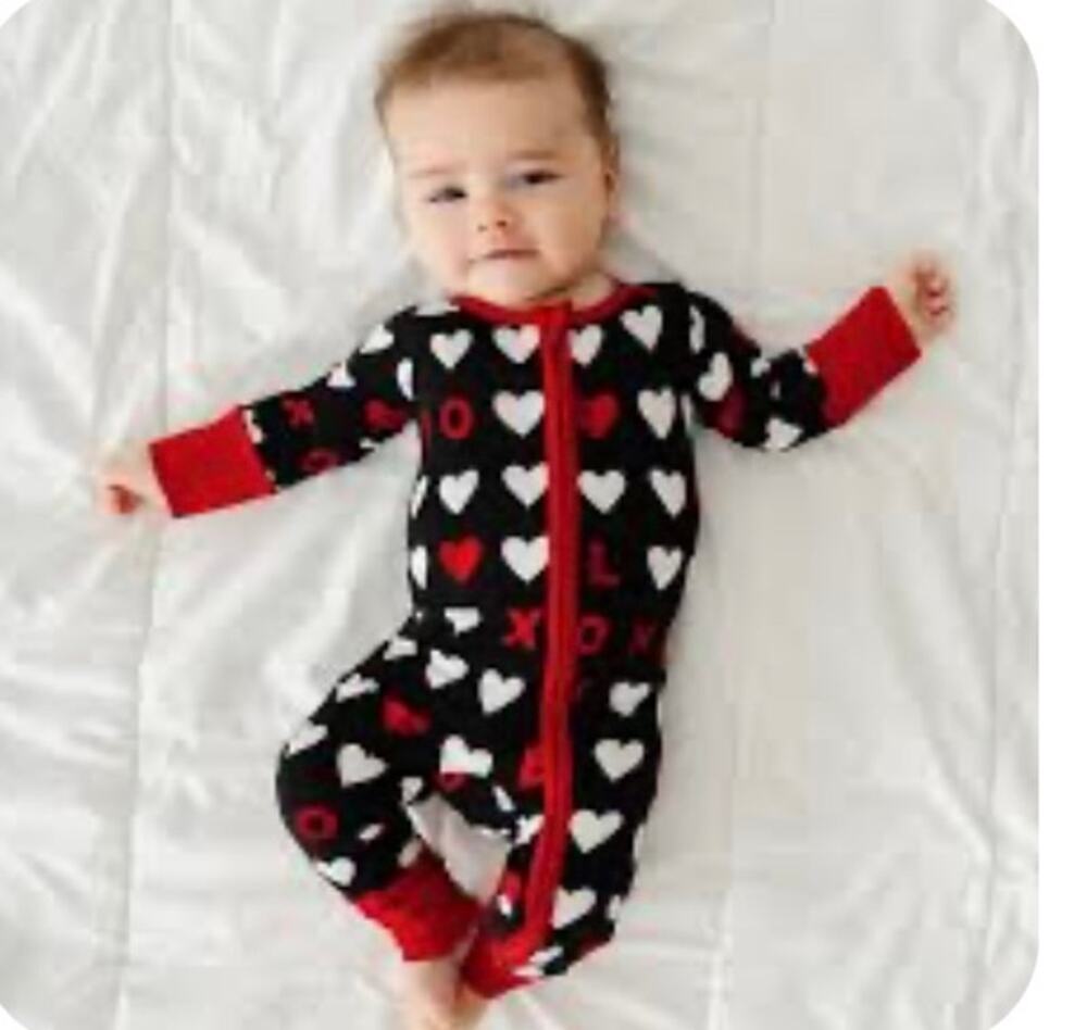 Little Sleepies Black Heart Print Zippy One-Piece Newborn